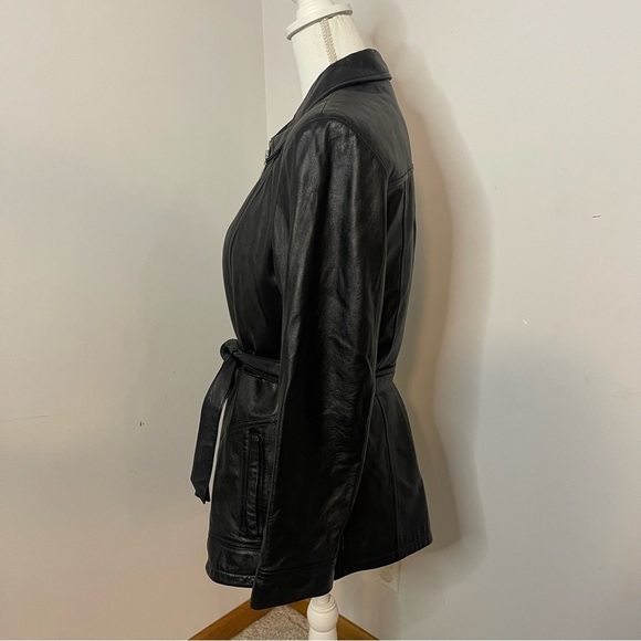 Wilson leather collared belted leather jacket with removable inside - Picture 4 of 15